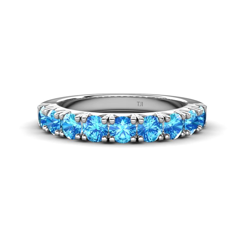 Malaine 0.81 ctw Blue Topaz (3.00 mm) 9 Stone Wedding Band 