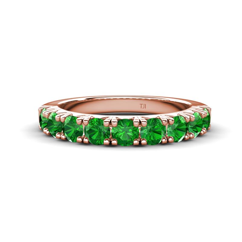 Malaine 1.04 ctw Green Garnet (3.00 mm) 9 Stone Wedding Band 