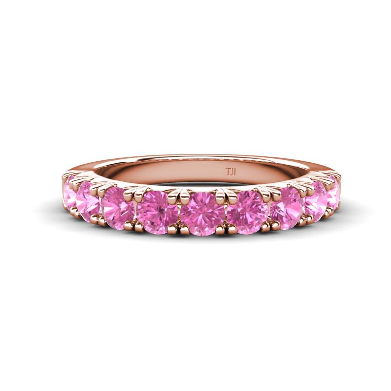 Malaine 1.53 ctw Pink Sapphire (3.00 mm) 9 Stone Wedding Band 