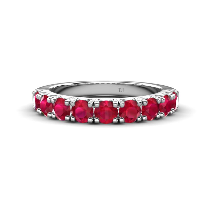 Malaine 0.90 ctw Ruby (3.00 mm) 9 Stone Wedding Band 