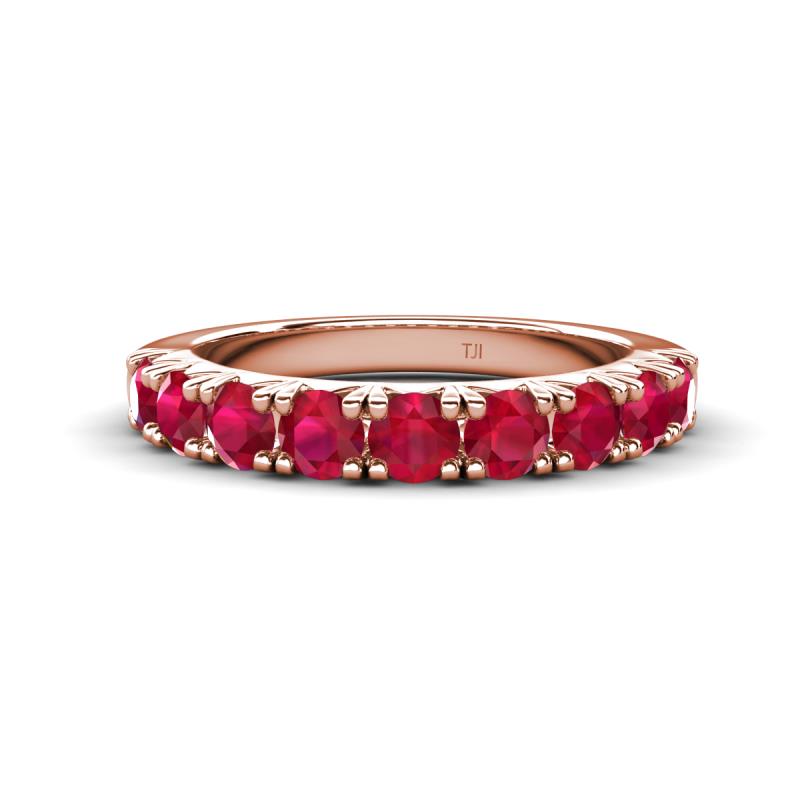 Malaine 0.90 ctw Ruby (3.00 mm) 9 Stone Wedding Band 