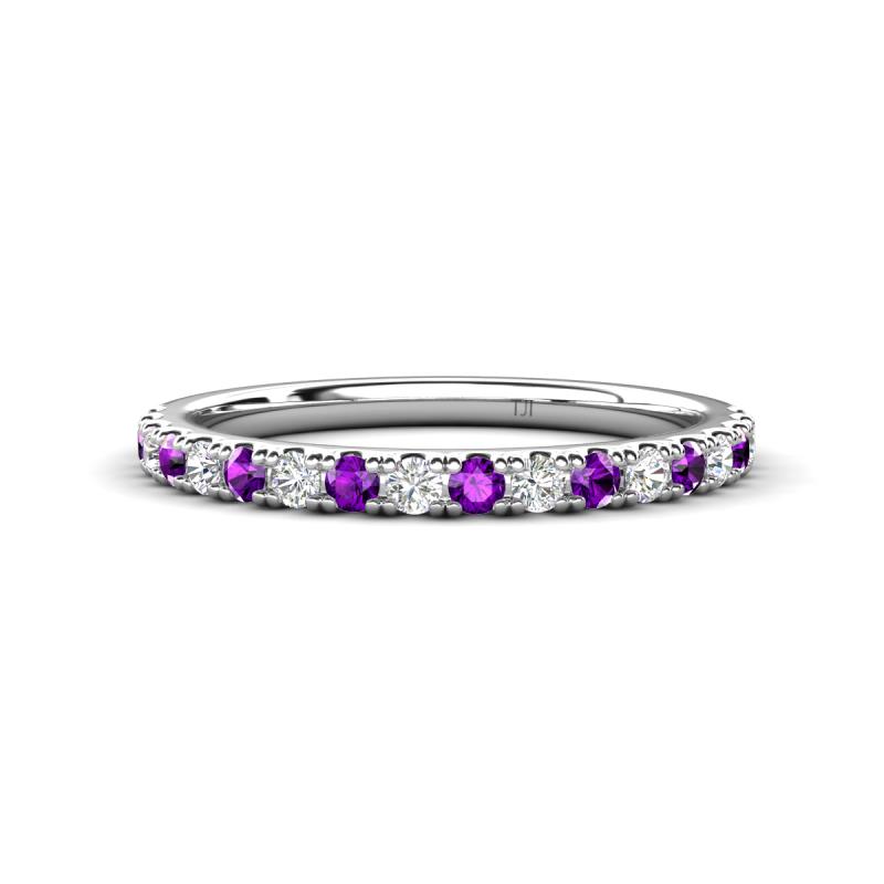 Kalina 0.25 ctw Amethyst and Natural Diamonds 18 Stone Wedding Band 