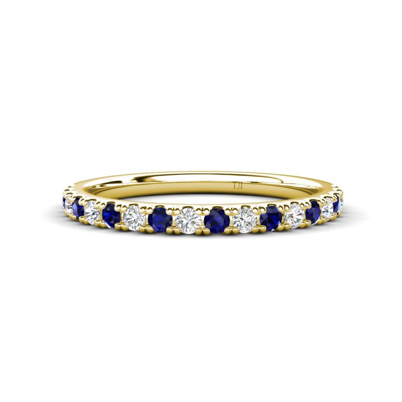 Kalina 0.27 ctw Blue Sapphire and Natural Diamonds 18 Stone Wedding Band 