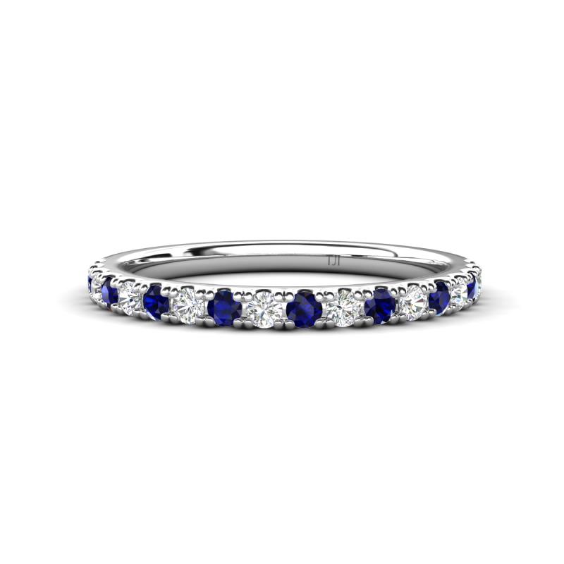 Kalina 0.27 ctw Blue Sapphire and Natural Diamonds 18 Stone Wedding Band 