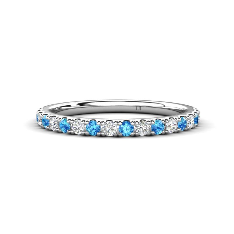 Kalina 0.26 ctw Blue Topaz and Natural Diamonds 18 Stone Wedding Band 