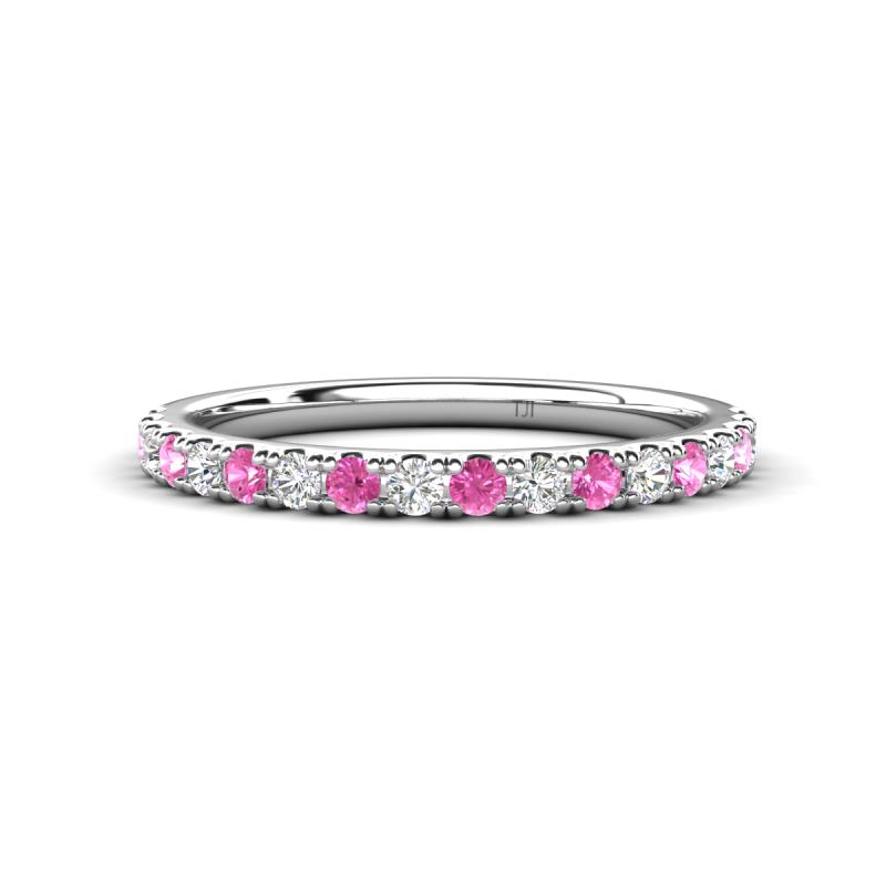 Kalina 0.28 ctw Pink Sapphire and Natural Diamonds 18 Stone Wedding Band 