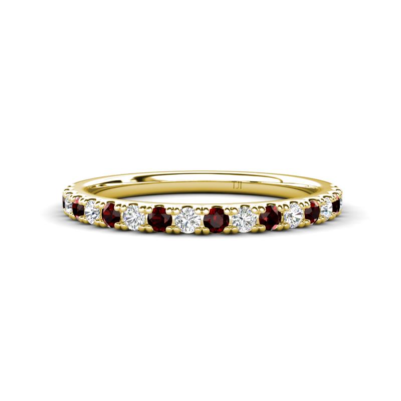 Kalina 0.28 ctw Red Garnet and Natural Diamonds 18 Stone Wedding Band 