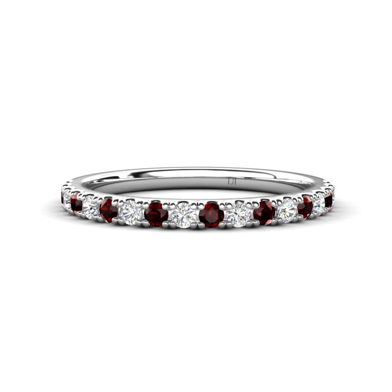 Kalina 0.28 ctw Red Garnet and Natural Diamonds 18 Stone Wedding Band 