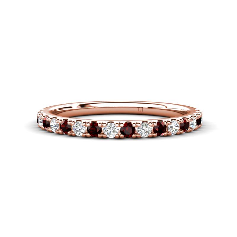 Kalina 0.28 ctw Red Garnet and Natural Diamonds 18 Stone Wedding Band 