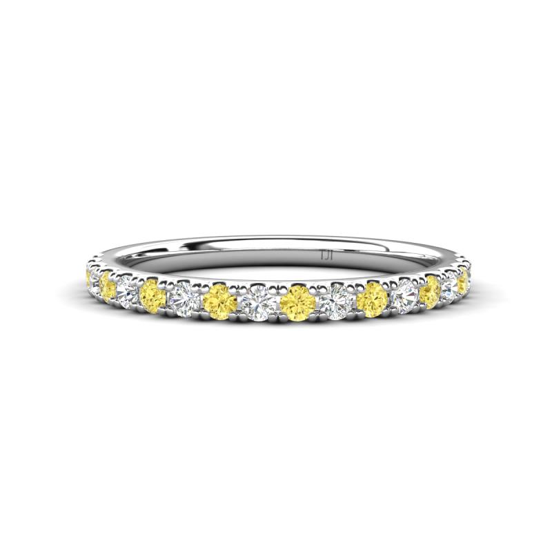 Kalina 0.28 ctw Yellow Sapphire and Natural Diamonds 18 Stone Wedding Band 