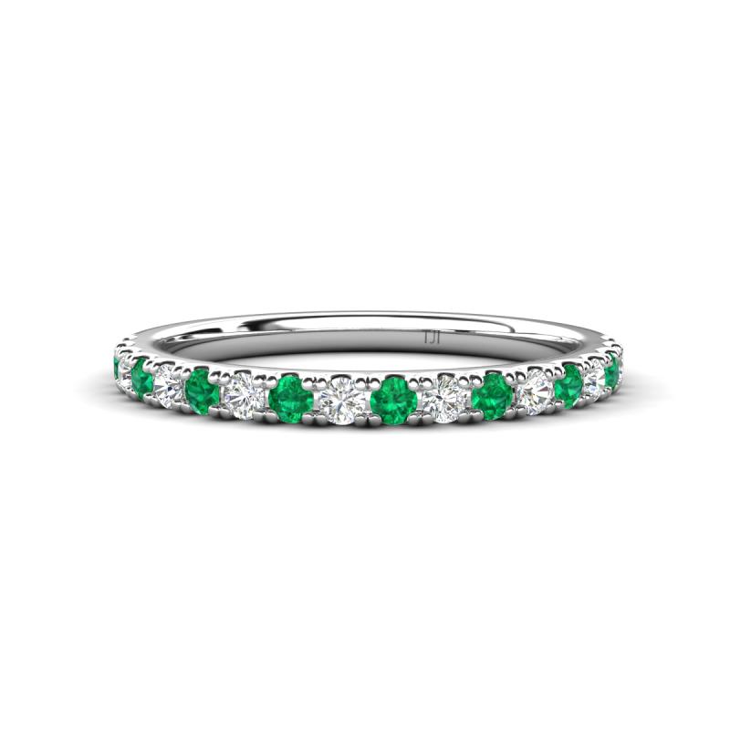 Kalina 0.25 ctw Emerald and Natural Diamonds 18 Stone Wedding Band 