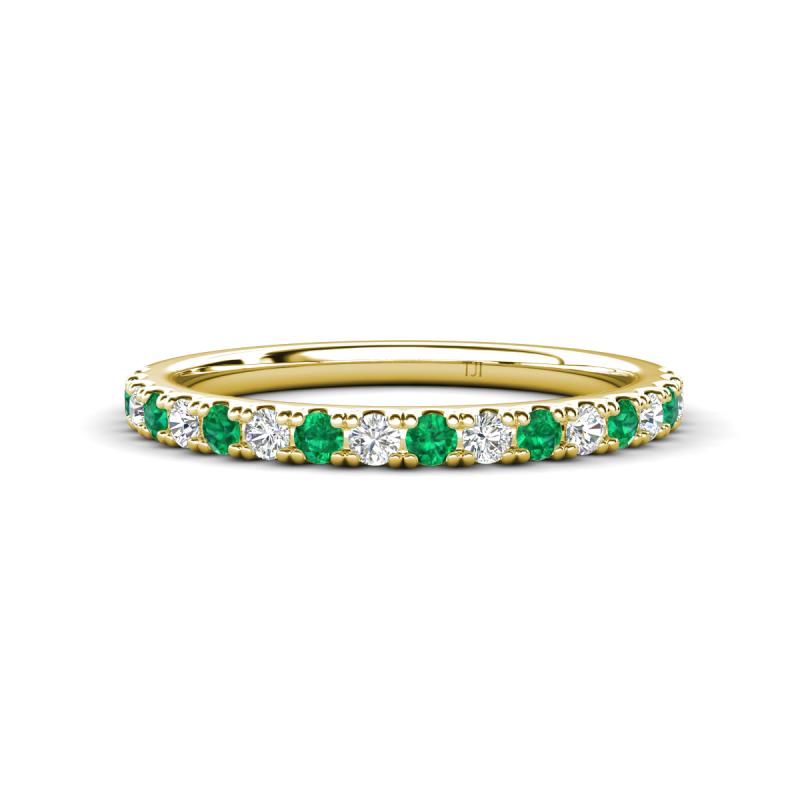 Kalina 0.25 ctw Emerald and Natural Diamonds 18 Stone Wedding Band 
