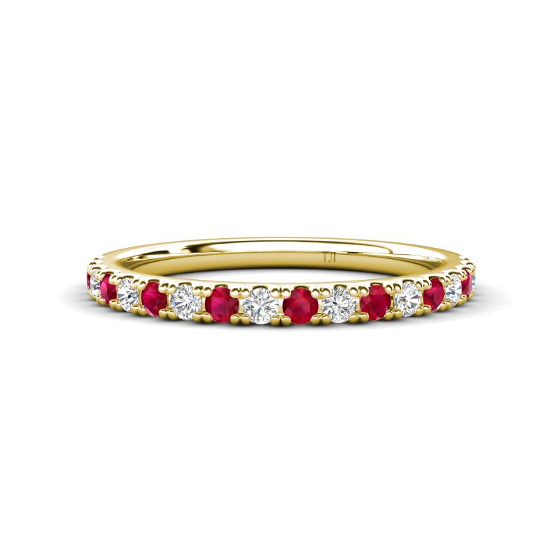 Kalina 0.28 ctw Ruby and Natural Diamonds 18 Stone Wedding Band 