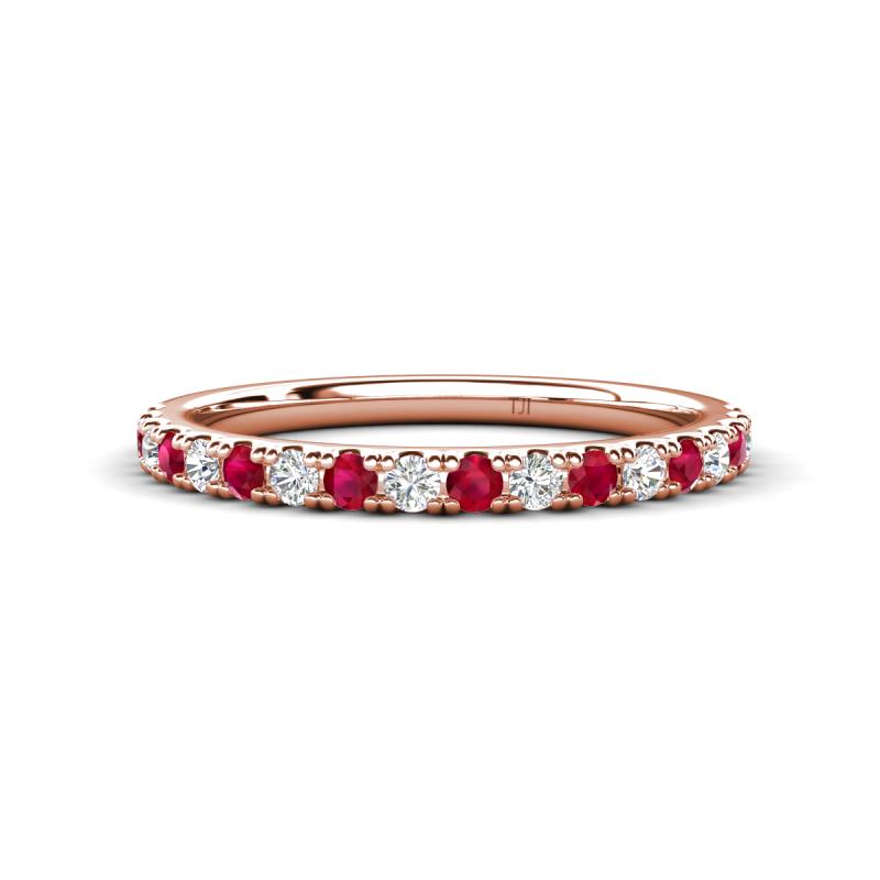 Kalina 0.28 ctw Ruby and Natural Diamonds 18 Stone Wedding Band 