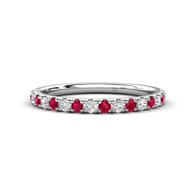 Kalina 0.28 ctw Ruby and Natural Diamonds 18 Stone Wedding Band 