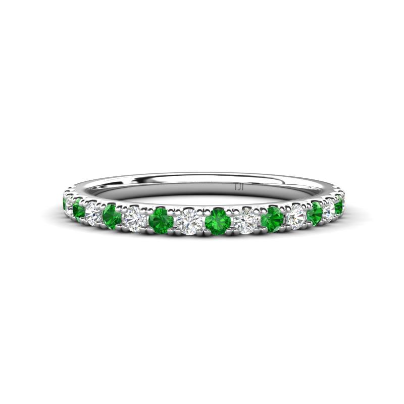 Kalina 0.28 ctw Green Garnet and Natural Diamonds 18 Stone Wedding Band 