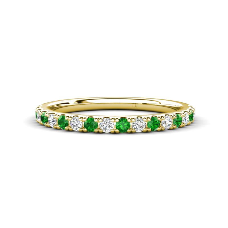 Kalina 0.28 ctw Green Garnet and Natural Diamonds 18 Stone Wedding Band 