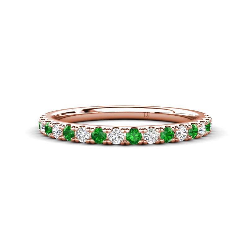 Kalina 0.28 ctw Green Garnet and Natural Diamonds 18 Stone Wedding Band 
