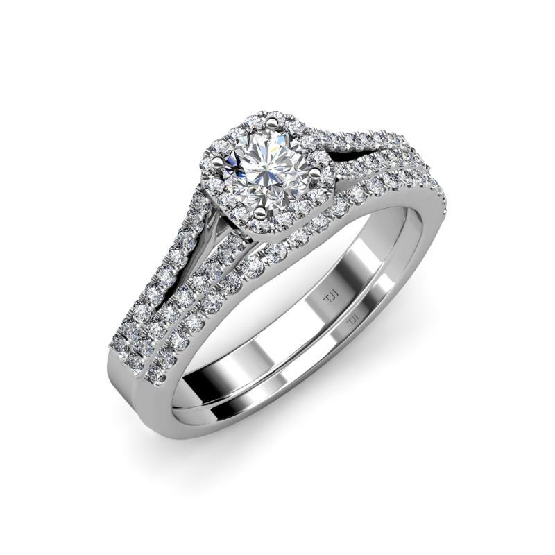 Rabea 1.37 ctw Lab Grown Diamond (5.80 mm) Accented Natural Diamonds Bridal Set Ring  