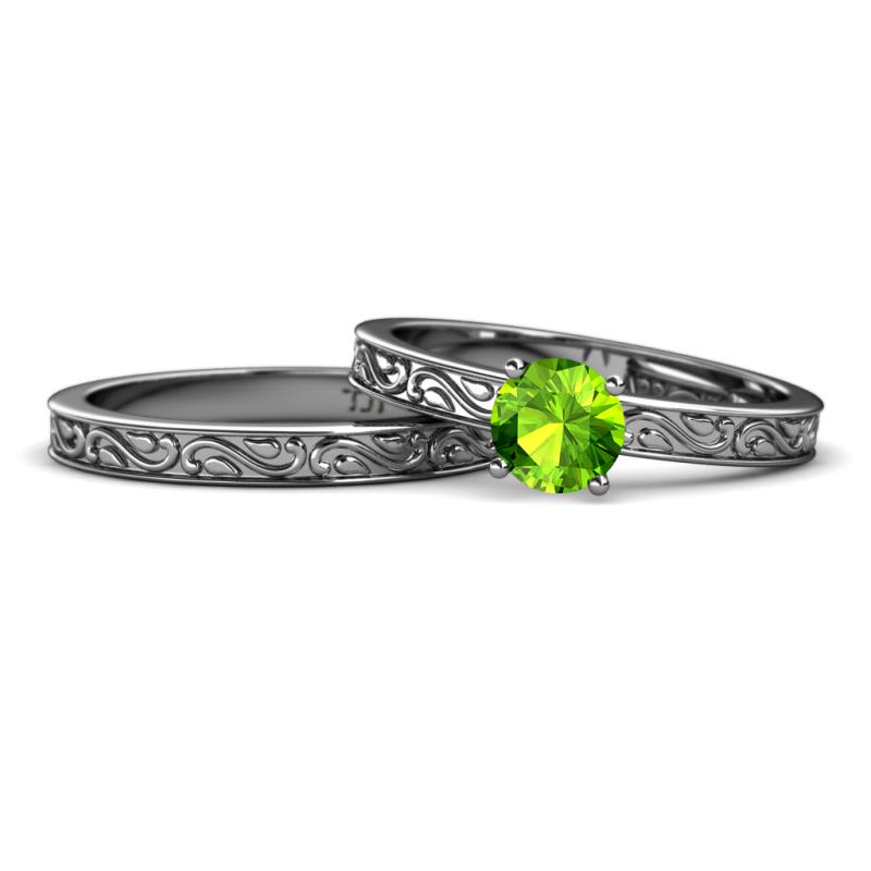 Cael 1.10 ct Classic Peridot Solitaire Bridal Set Ring 