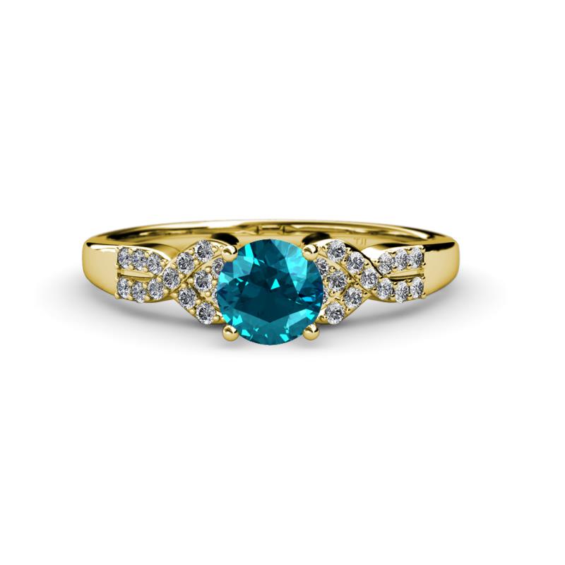 Serene London Blue Topaz and Diamond Bridal Set Ring 