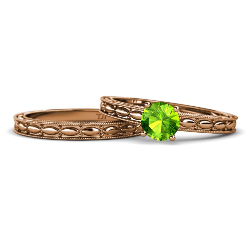 Rachel 1.10 ct Classic Peridot (6.50 mm) Solitaire Bridal Set Ring  