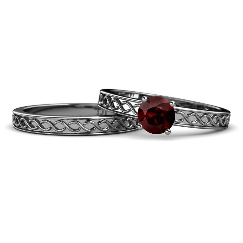 Maren 1.05 ct Classic Red Garnet Solitaire Bridal Set Ring  