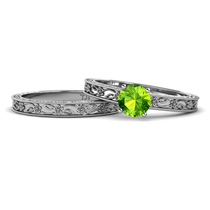 Florie 1.10 ct Classic Peridot Solitaire Bridal Set Ring 