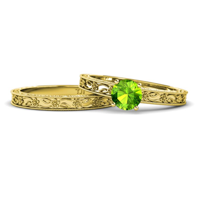 Florie 1.10 ct Classic Peridot Solitaire Bridal Set Ring 
