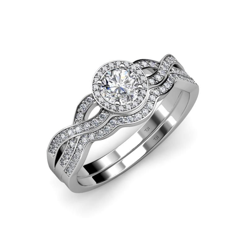 Keyara Natural Diamond Halo Bridal Set Ring  
