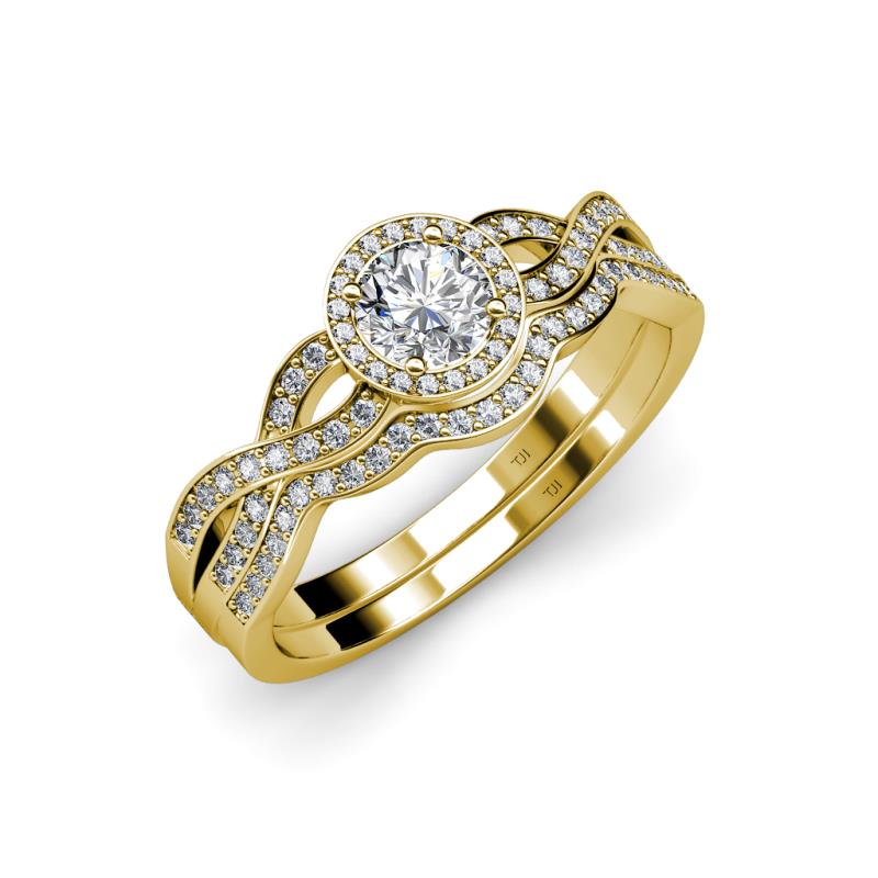 Keyara Natural Diamond Halo Bridal Set Ring  
