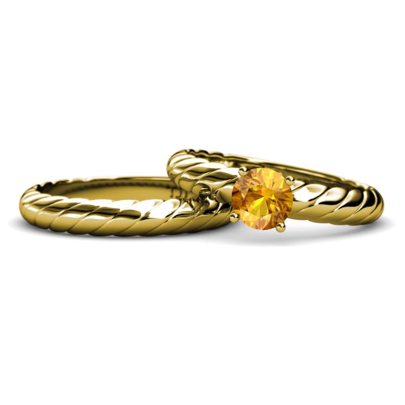 Eudora 0.87 ct Classic Citrine Solitaire Bridal Set Ring 