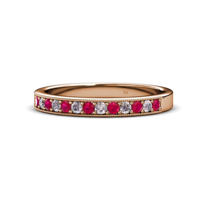 Janice 2.00 mm Ruby and Lab Grown Diamond 13 Stone Wedding Band 