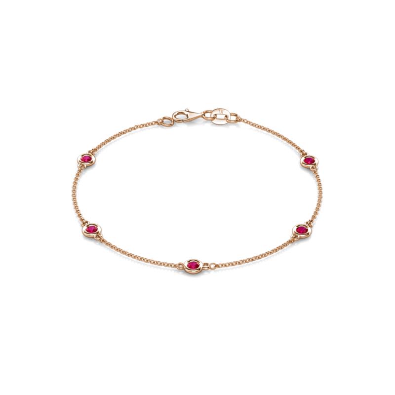 Aizza (5 Stn/3mm) Ruby Station Bracelet 