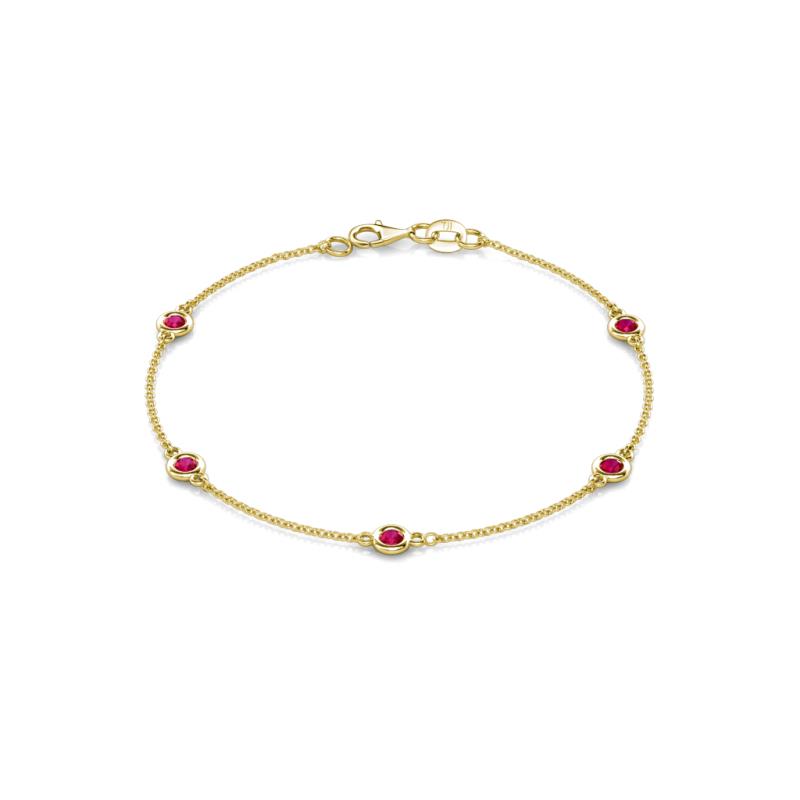 Aizza (5 Stn/3mm) Ruby Station Bracelet 