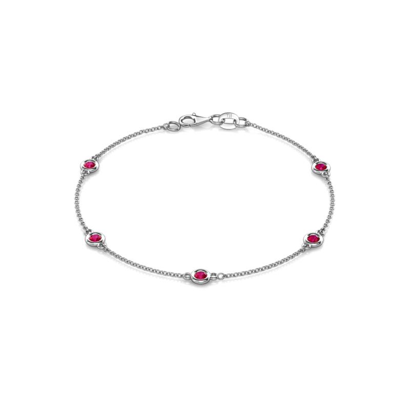 Aizza (5 Stn/3mm) Ruby Station Bracelet 
