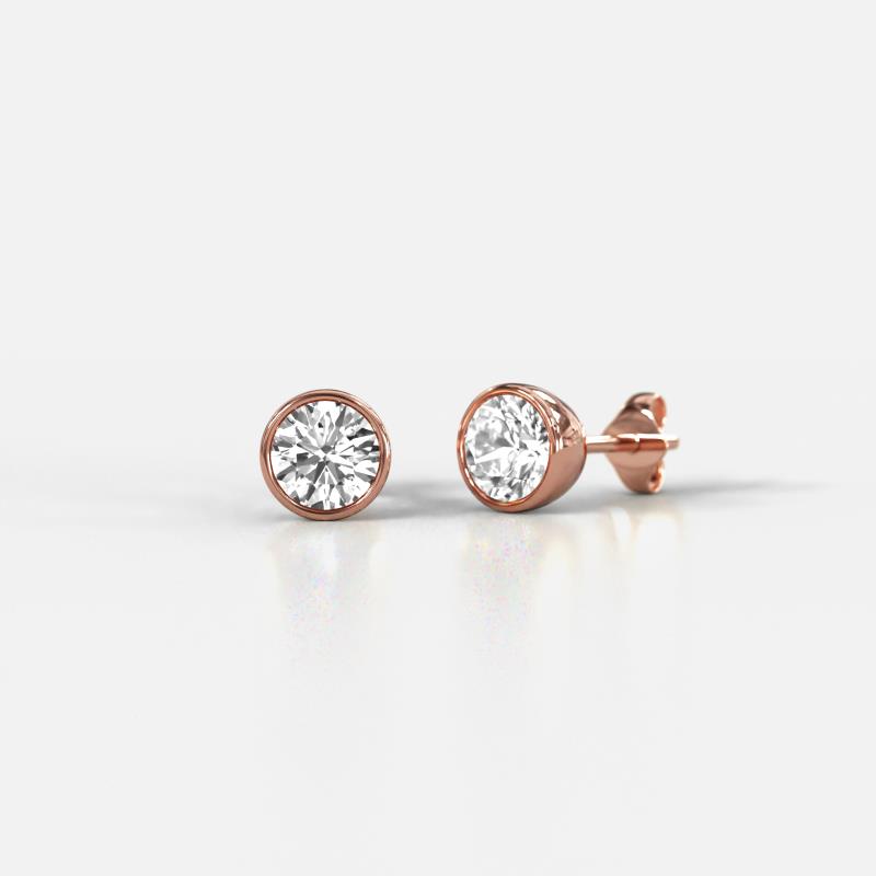 Caryl Round Lab Grown Diamond 0.50 ctw Euro Bezel Set Solitaire Stud Earrings 