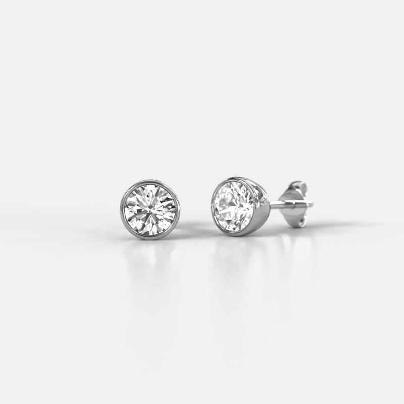 Caryl Round Lab Grown Diamond 0.50 ctw Euro Bezel Set Solitaire Stud Earrings 