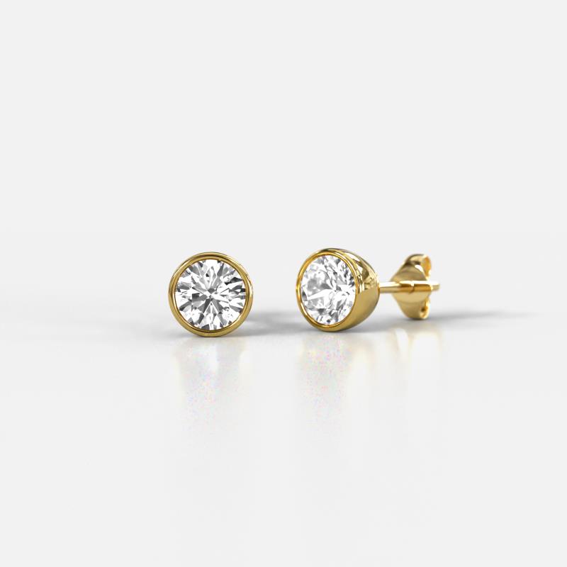Caryl Round Lab Grown Diamond 0.50 ctw Euro Bezel Set Solitaire Stud Earrings 