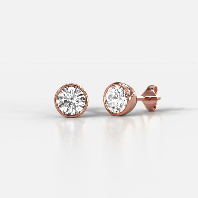 Caryl Round Lab Grown Diamond 0.70 ctw Euro Bezel Set Solitaire Stud Earrings 