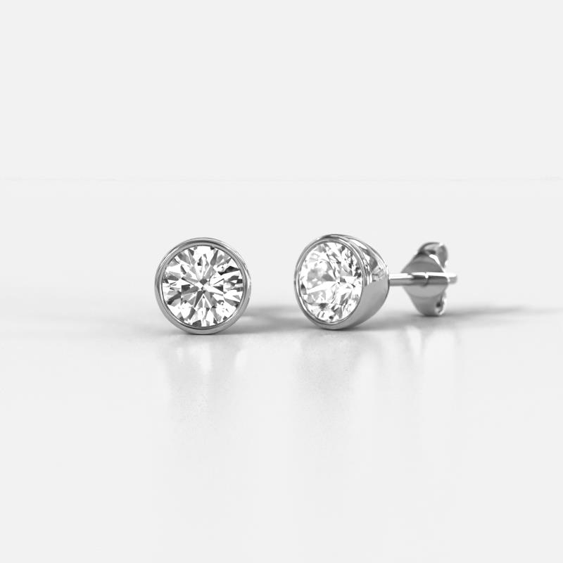 Caryl Round Lab Grown Diamond 0.70 ctw Euro Bezel Set Solitaire Stud Earrings 