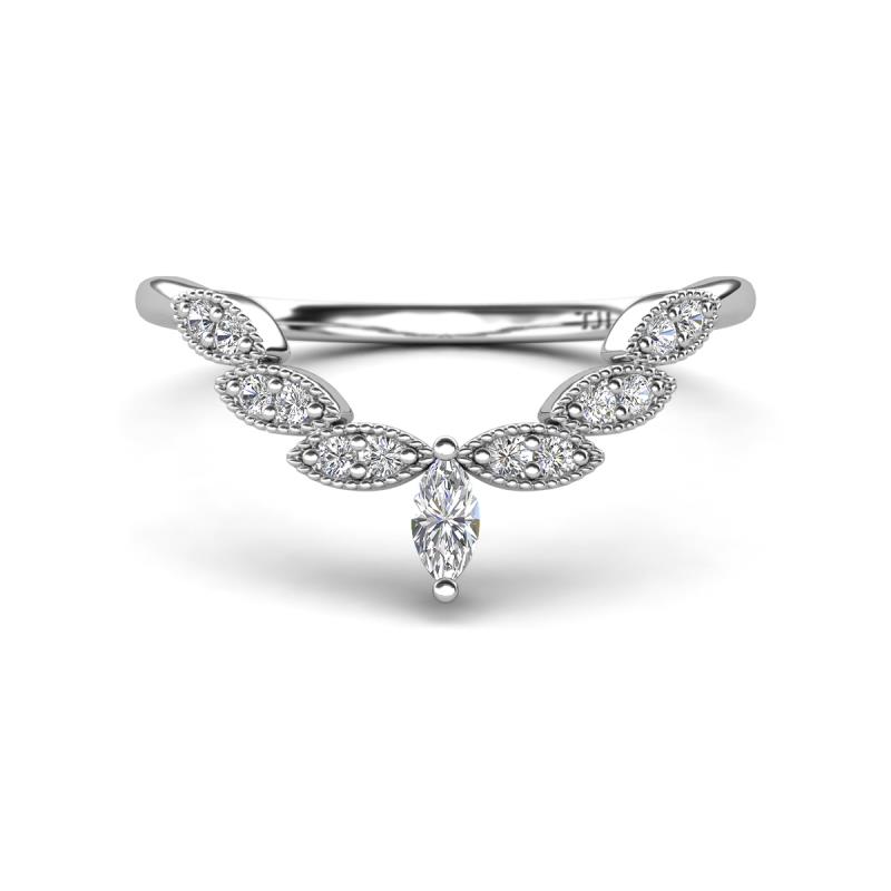 Zadie Marquise and Round Shape Lab Grown Diamonds Curved Wedding Band 