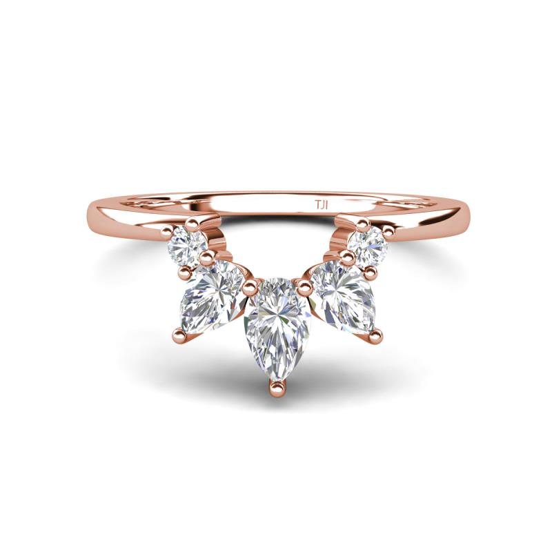 Amina 0.54 ctw Pear and Round Shape Lab Grown Diamonds Curved Wedding Band 