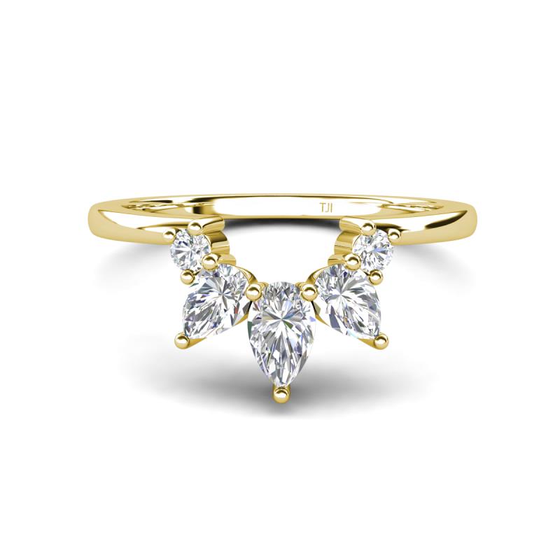 Amina 0.54 ctw Pear and Round Shape Lab Grown Diamonds Curved Wedding Band 