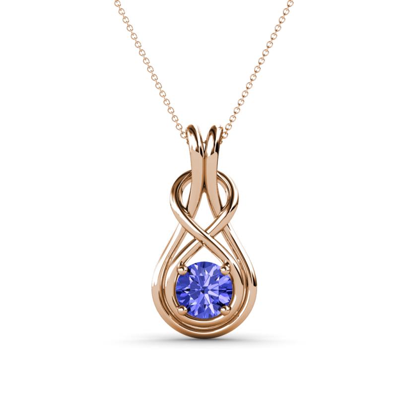 Amanda 5.00 mm Round Tanzanite Solitaire Infinity Love Knot Pendant Necklace 