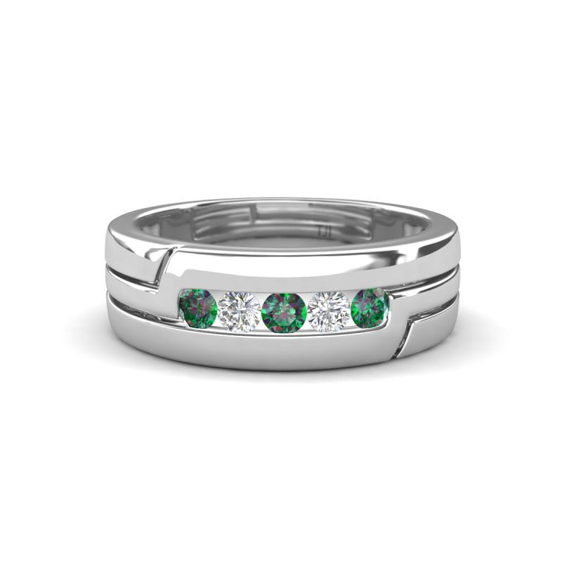 Brandon 0.32 ctw Created Alexandrite and Lab Grown Diamond High Polished Men Wedding Band (7 mm) 