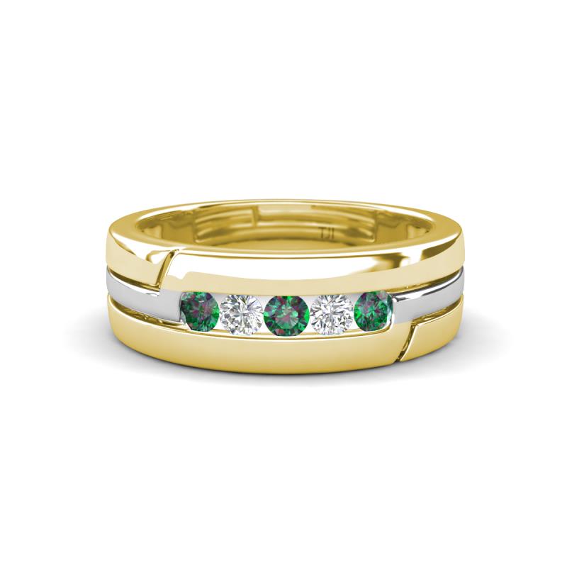 Brandon 0.32 ctw Created Alexandrite and Lab Grown Diamond High Polished Men Wedding Band (7 mm) 