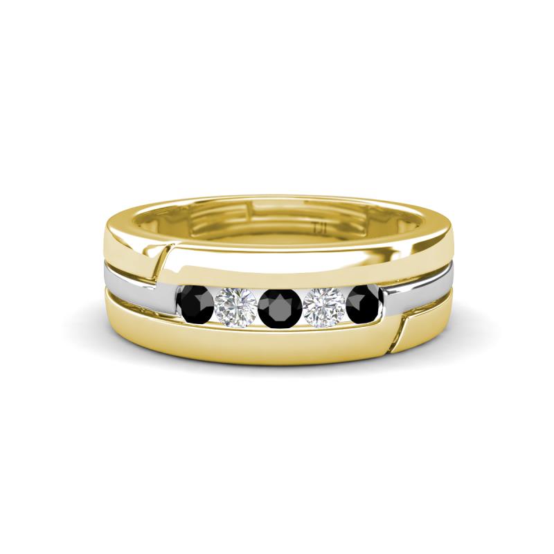 Brandon 0.30 ctw Black Diamond and Lab Grown Diamond High Polished Men Wedding Band (7 mm) 