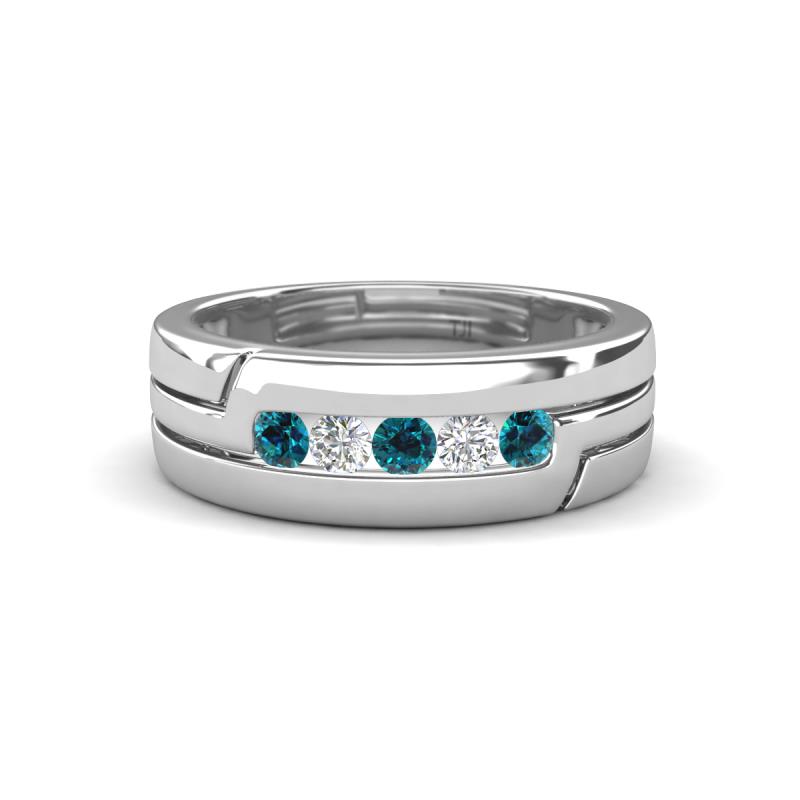 Brandon 0.30 ctw Blue Diamond and Lab Grown Diamond High Polished Men Wedding Band (7 mm) 