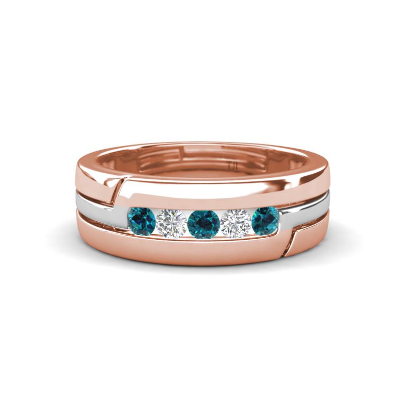 Brandon 0.30 ctw Blue Diamond and Lab Grown Diamond High Polished Men Wedding Band (7 mm) 